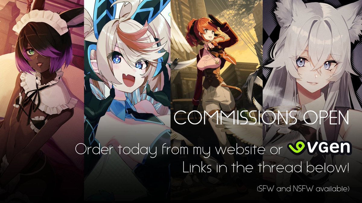 🤘 Waitlist for all c0mm types, from full vtuber models to chibi artworks, is now open! Depending on the amount of requests, the list might span the next few months. This is my fulltime job so shares are super appreciated! Links below (vgen has more options available)⬇️
