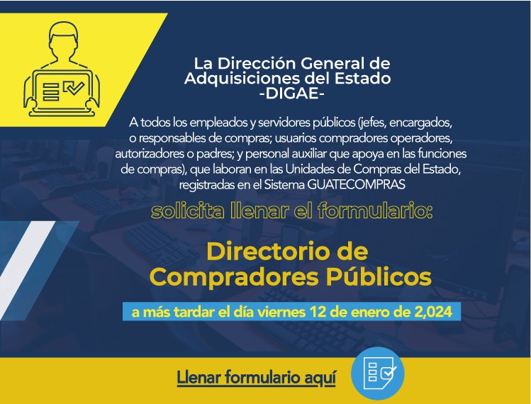 MinfinGT's tweet photo. La Dirección General de Adquisiciones del Estado #DIGAE del Ministerio de Finanzas Públicas comparte la siguiente información ⬇:

Enlace para llenar formulario: https://t.co/gDQbcOree5 https://t.co/Lbt2QYE55P