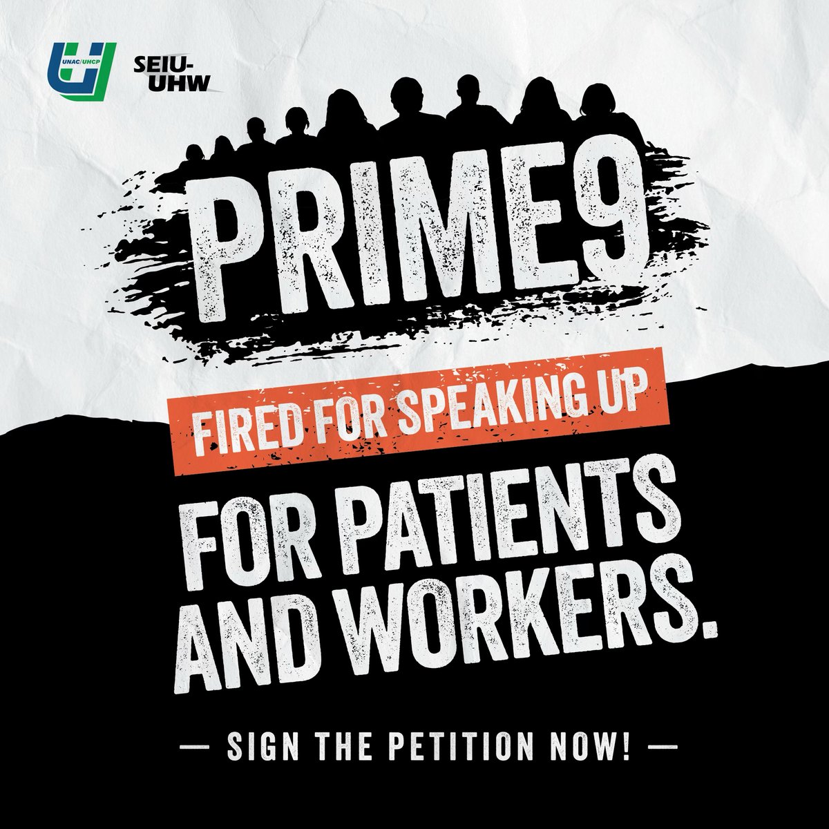 seiu_uhw's tweet photo. Demand @_PrimeHealth reinstate the 9 frontline healthcare workers illegally fired for speaking out about the staffing crisis @SFMC_Medical. We will never stop fighting for our patients and coworkers. Sign today! https://t.co/aGeXm3XjWP #Prime9 #United4All https://t.co/z9Lh0vf263