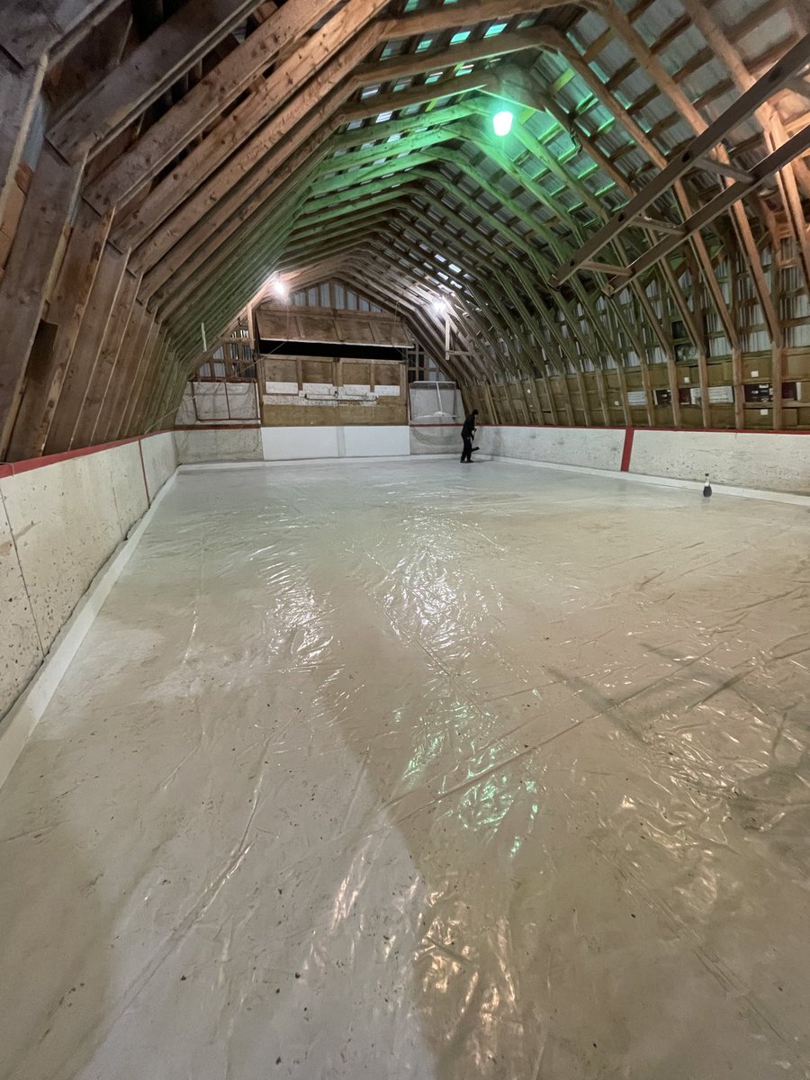 pbmsbruce's tweet photo. A couple of changes this year putting down plastic over the cement for the first time before adding water to the rink. https://t.co/2SU3c2sS8s