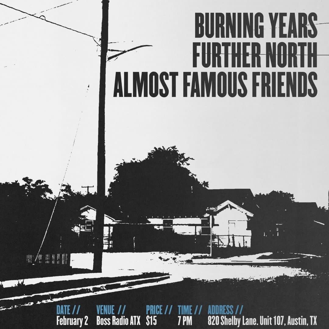 Bringing ATX emo and pop punk to Boss Radio with <a href="/BurningYearsATX/">Burning Years</a> and <a href="/FurtherNorthTX/">!!WASTED TIME OUT NOW!!</a> Fri, Feb 2nd❤️‍🔥