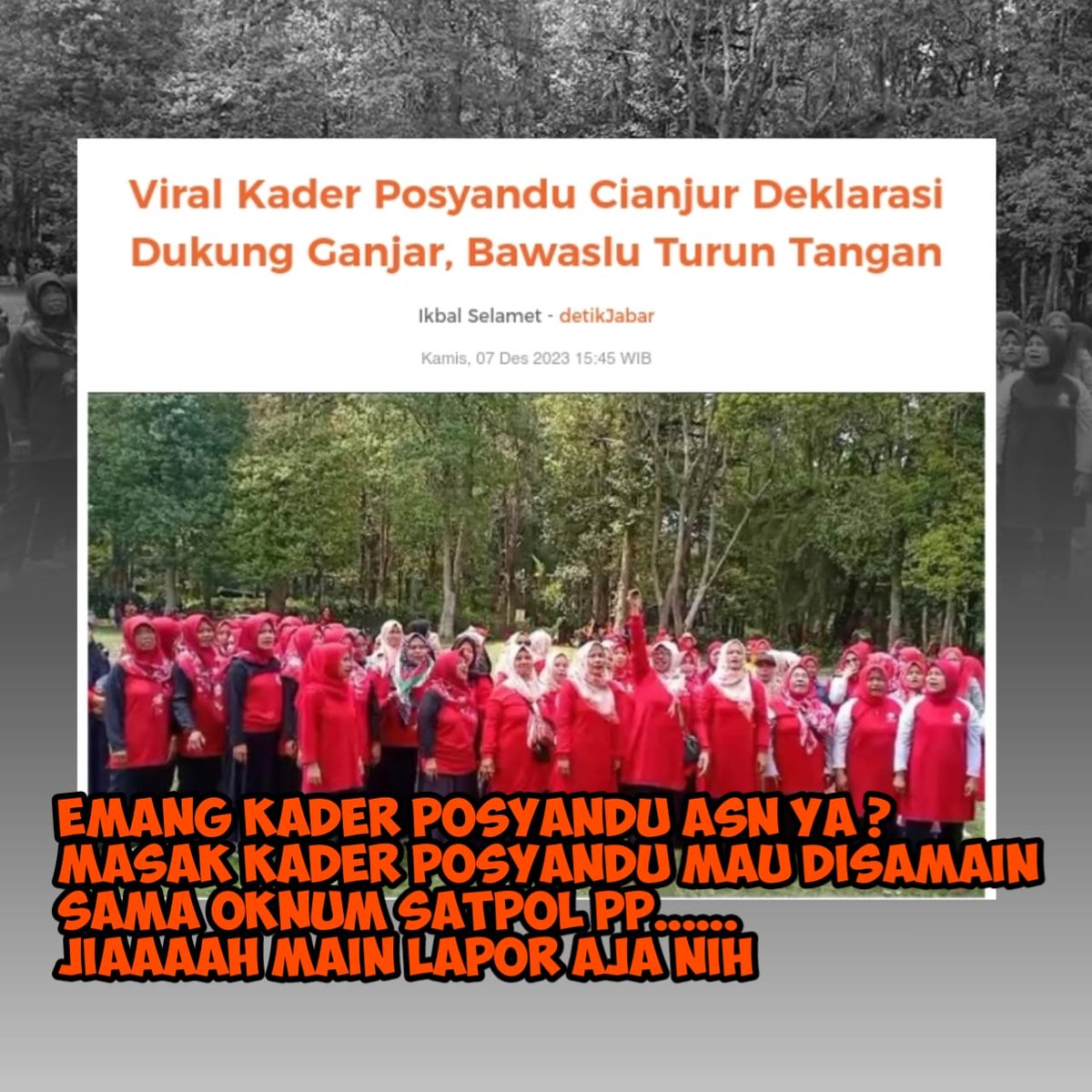 Urrangawak's tweet photo. Emang kader Posyandu itu ASN ?

Masak kader Posyandu mau disamain sama oknum Satpol PP. https://t.co/QmhGQP0oqs