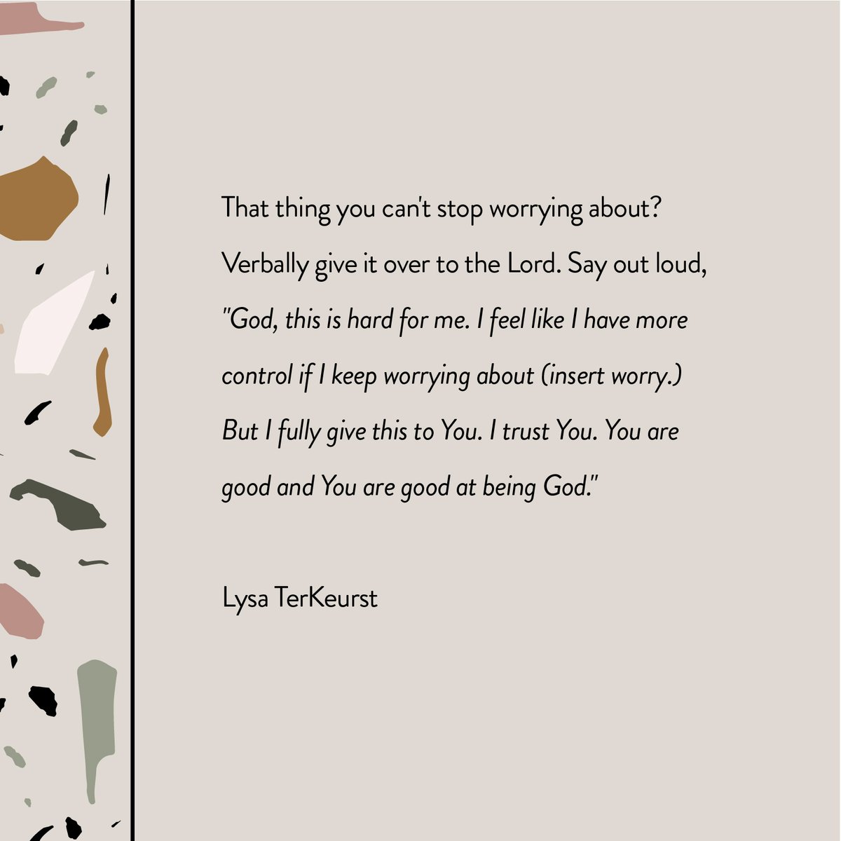 LysaTerKeurst's tweet photo. What do you need to give to Him tonight, friend? 

“Cast all your anxiety on him because he cares for you.” 1 Peter 5:7 (NIV) https://t.co/IgOS4pMbUh