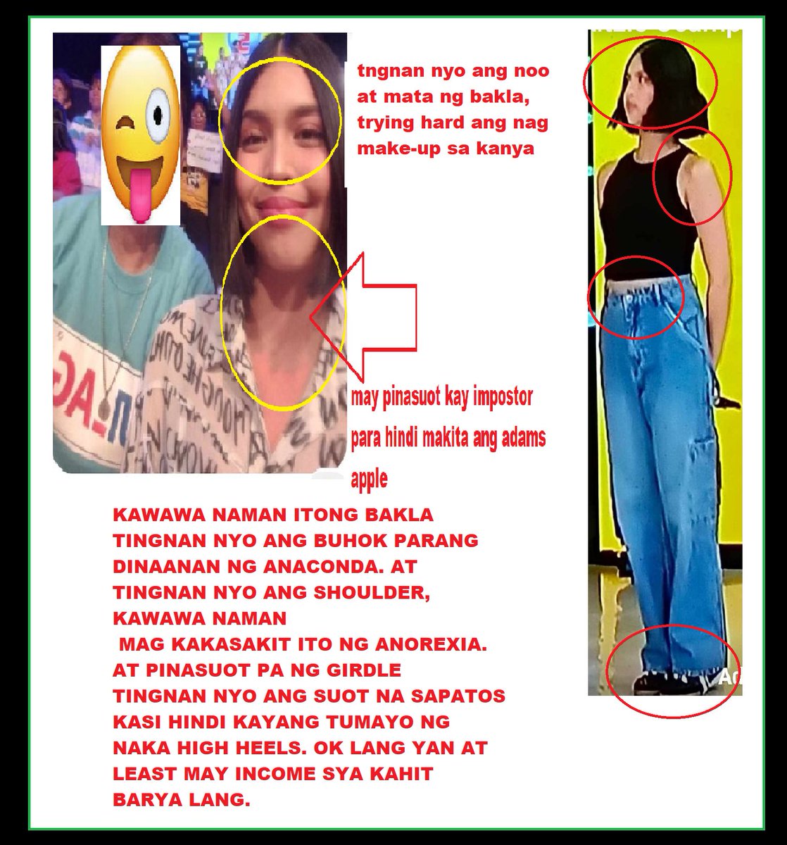 GraceSa10499866's tweet photo. TITO VIC & JOEY, TINGNAN NYO ANG IMPOSTOR NI MENG😂ALAM NYO BA NAG PA PICTURE TALAGA SI ATE SA BAKLANG IMPOSTOR PARA E KALAT ANG KALUKUHAN NYO SA SHOW NYO. DI BA GALIT KAYO SA FAKE NEWS PERO GAWAIN NYO DIN🙄SARILI NYO MISMO HINDI NYO GINAGALANG, PAANO NAMIN KAYO GALANGIN? ABER!😝WAKE UP & SMELL THE COFFEE WALA NG NANINIWALA SA IMPOSTOR NYO!
@AngPoetNyo @DirekMike @ABSCBN @mysparrows2 @jeffquintela @inquirerdotnet @sotto_tito @PilStarNgayon @MyNameIsTheo011 @bulletjalosjos @panaadedge @gmanetwork @ABSCBNNews @UnangHirit @ShowbizBanter @pauleenl_sotto @PhilippineStar @cnnphilippines @IskoMoreno @MCambsl2 @MartinRomualdez @sandromarcos7  
@ashleylaw371 @twinflame233 @NellyGBasco @05Fatima_13 @MayYnfante @glo574 @Lam2127 @pinkyfaye 
#BOYCOTTGMAxTV5xTVJ1031  ALDUB will be back