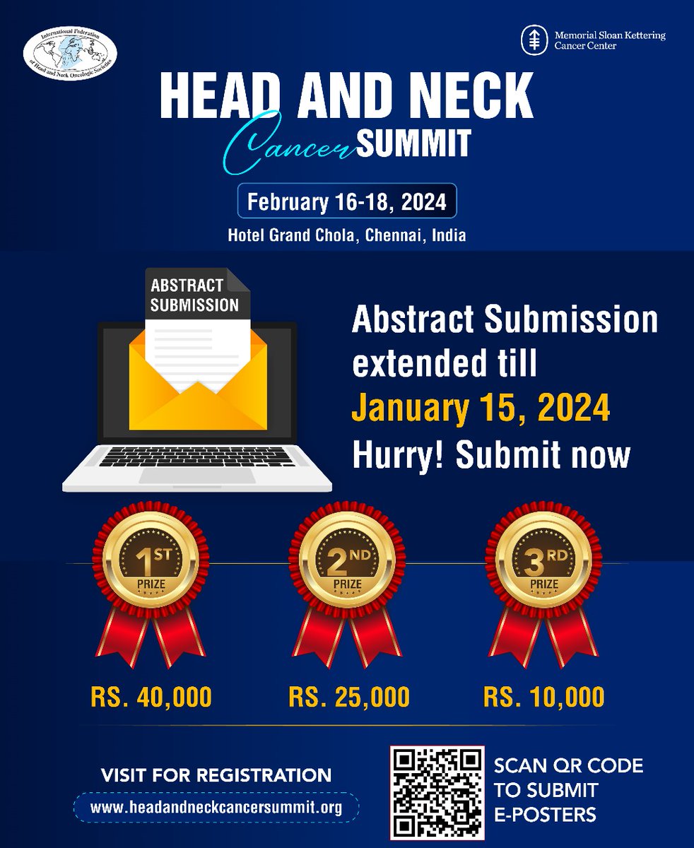 IFHNOS (@ifhnos_official) on Twitter photo The First Cancer Summit at Chennai is from 16-18 February 2024.
The date of abstract submission has been extended until 15th January 2024. There are exciting prices to be won.
#headandneckcancersummit
<a href="/jatinpshahmd/">Jatin Shah</a> <a href="/pankajch37/">Dr. Pankaj Chaturvedi</a> <a href="/ClaudioCernea/">Claudio Cernea</a> <a href="/drapurvagarg/">Dr. Apurva Garg 🇮🇳</a> <a href="/docarjunsingh/">Arjun Singh</a> The First Cancer Summit at Chennai is from 16-18 February 2024.
The date of abstract submission has been extended until 15th January 2024. There are exciting prices to be won.
#headandneckcancersummit
<a href="/jatinpshahmd/">Jatin Shah</a> <a href="/pankajch37/">Dr. Pankaj Chaturvedi</a> <a href="/ClaudioCernea/">Claudio Cernea</a> <a href="/drapurvagarg/">Dr. Apurva Garg 🇮🇳</a> <a href="/docarjunsingh/">Arjun Singh</a>