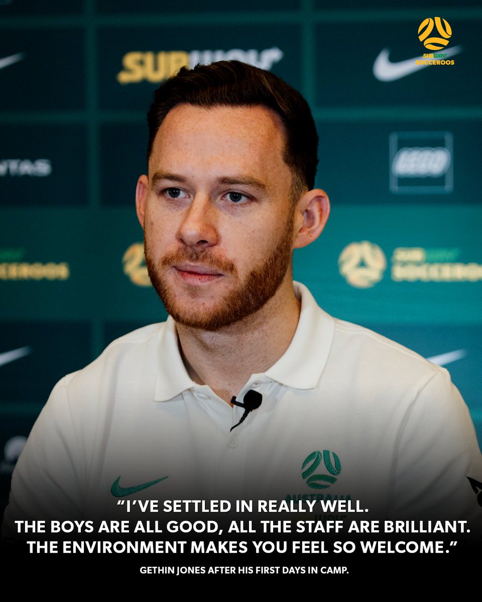 🎙️@GethinJones8 praised the team culture after settling in seamlessly and is looking forward to representing the #Socceroos 💚💛 📰 Read more: tinyurl.com/ynzmajd7 #AsianCup2023 #DifferentBreed