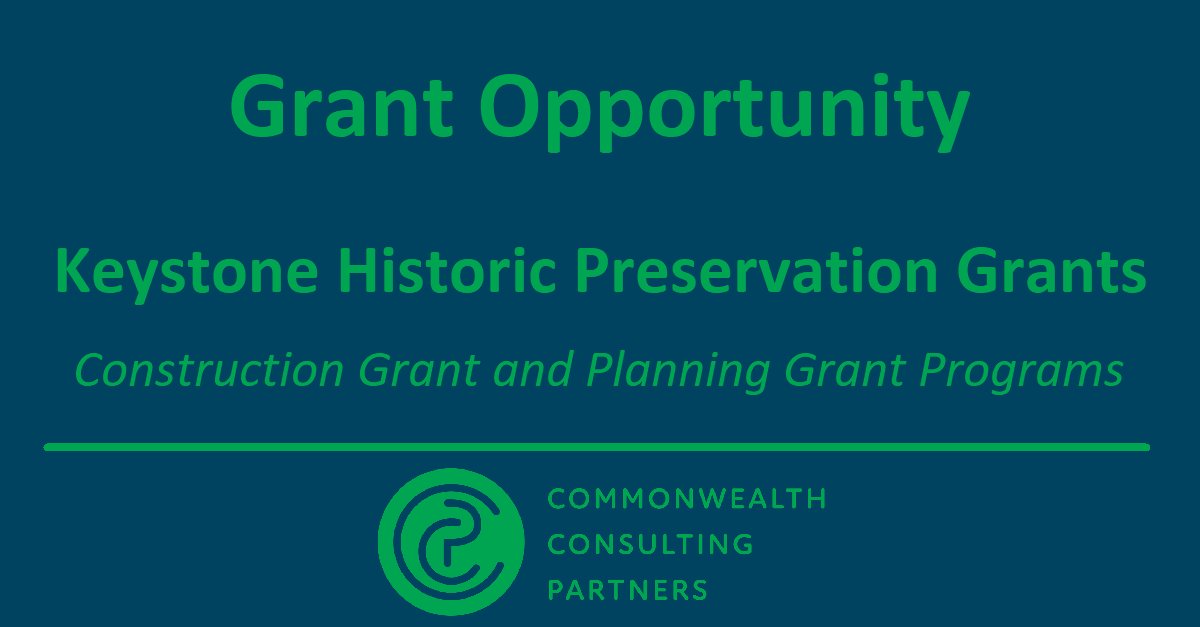 CCPartnersPA's tweet photo. The Keystone Historic Preservation Grants are now open through the @PHMC.

Grants support projects that identify, preserve, promote, and protect historic and archaeological resources. This program is open to nonprofit organizations and local governments.

https://t.co/Gdd2nxZhKq https://t.co/dS2sNFIFbN