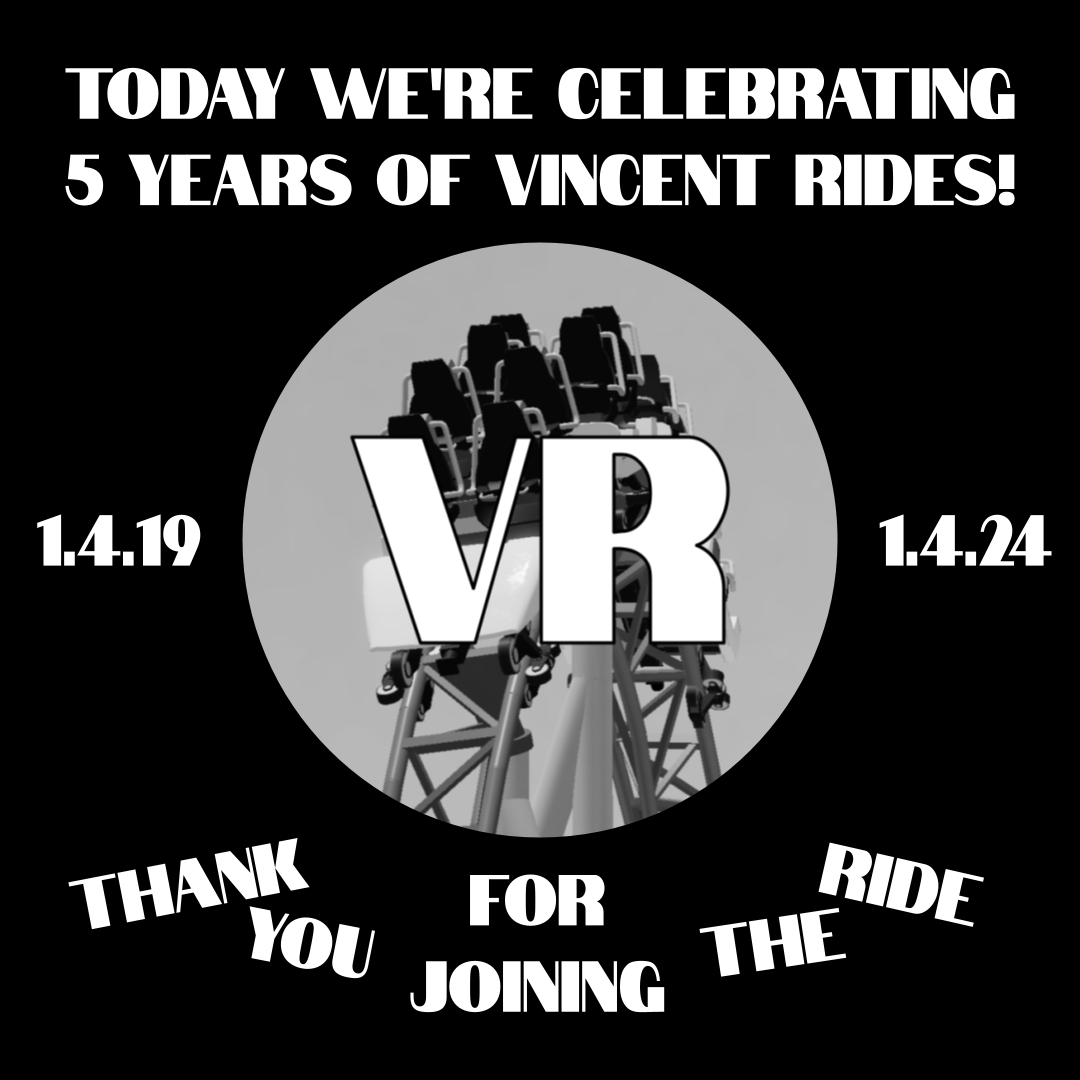 VincentRides's tweet photo. Today, January 4, 2024, marks the 5th anniversary since the formation of Vincent Rides! Thank you for joining us along for the ride! https://t.co/xP8QOQ5mKO
