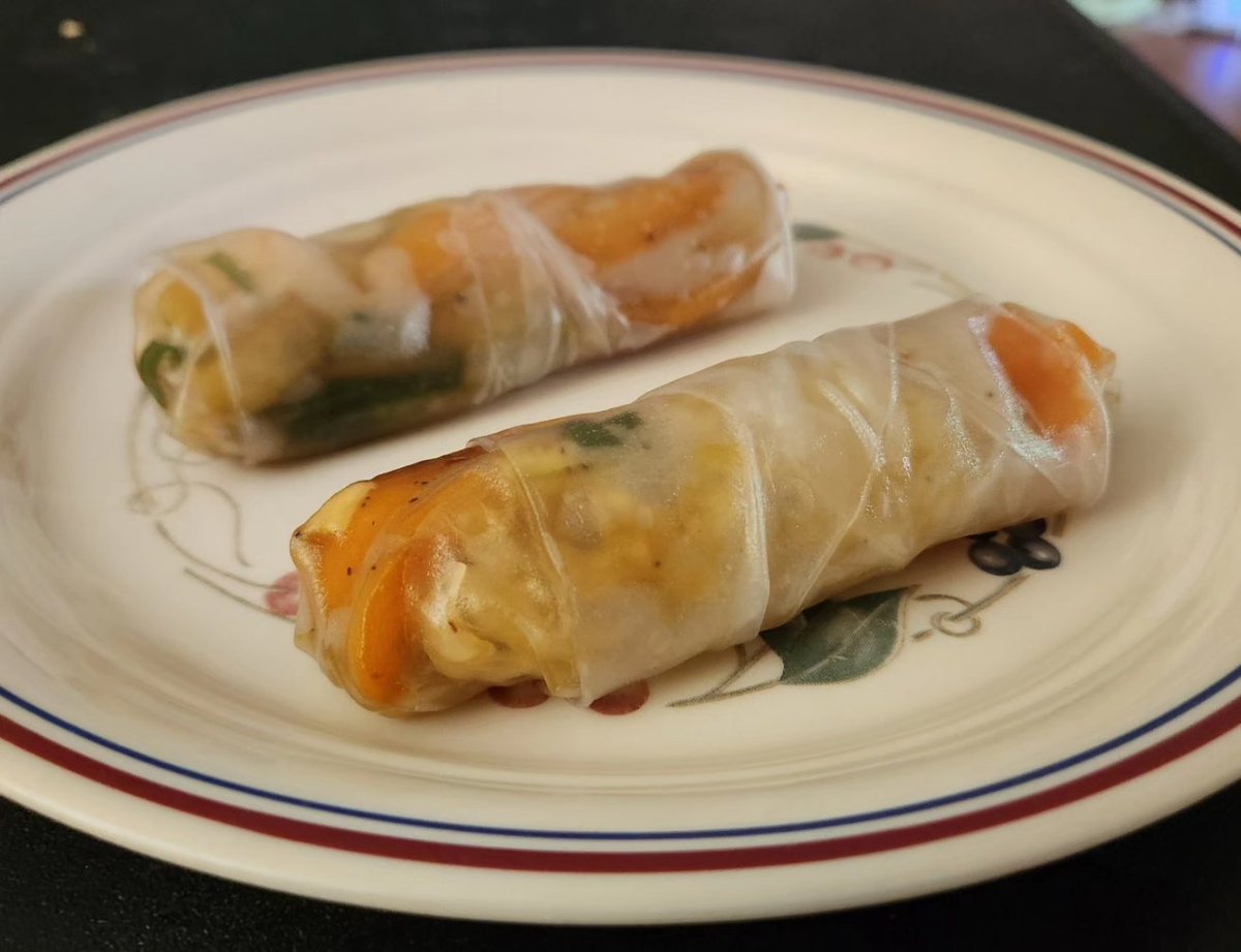 DMcPhail's tweet image. My first attempt at sweet and sour chicken, plus my new favorite spring rolls, along with apple pie and applesauce. #fromtheespeccafeteria #especcooks