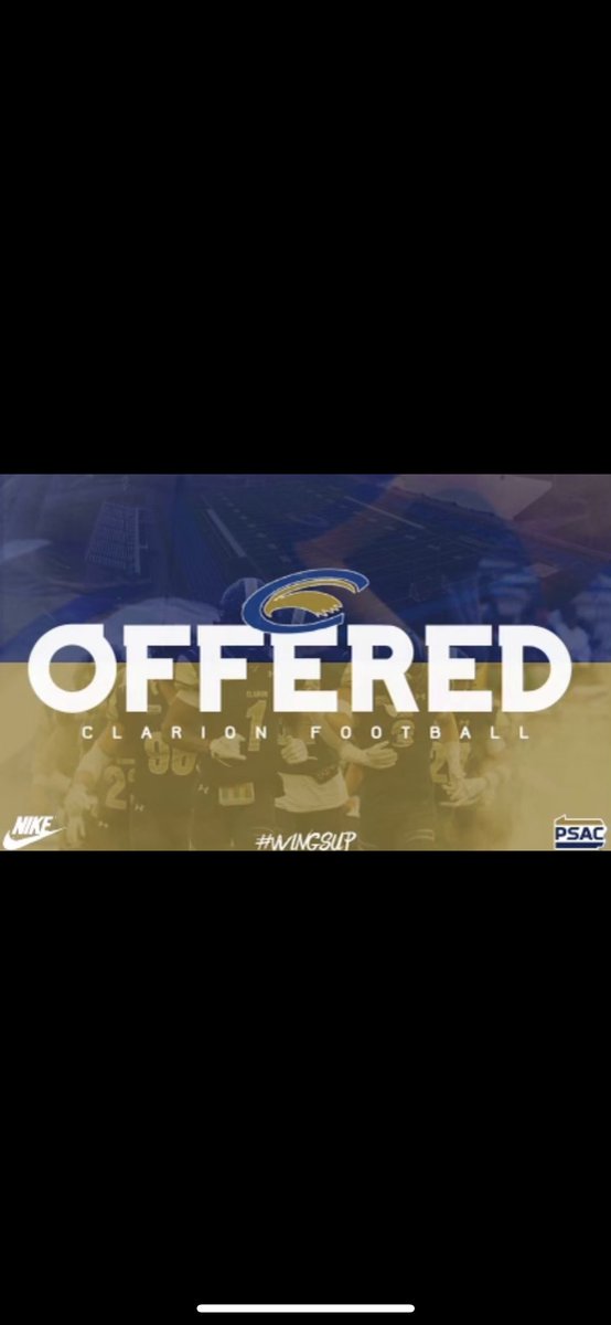 Thankful to receive an offer from @ClarionFootball @CoachDurish @Coach_LeDonne @VinnyVidiVici98 @AnthonyMorocco3 @PR_RamsFootball