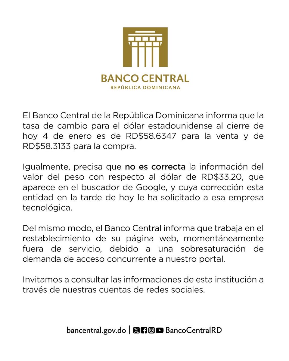 Comunicado @BancoCentralRD