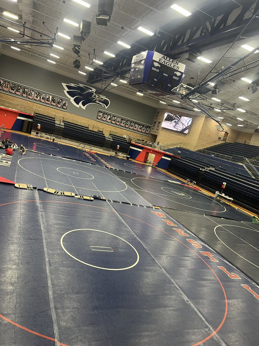 Mats set up ready to go for the Outlaw Tournament tomorrow 💪 #AllenWrestling #OnlyWayWeKnow #EgoKillsTalent