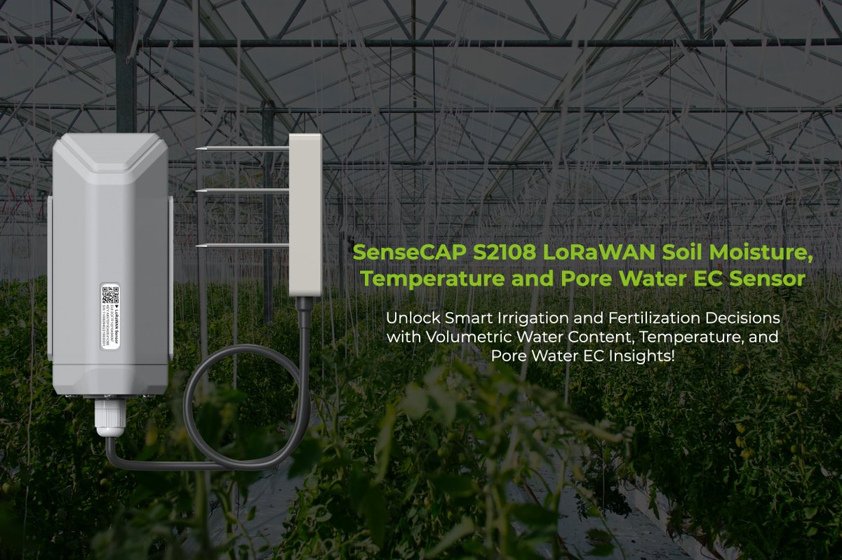 seeedstudio's tweet image. 🌳#SmartSensing Curious about calculating pore water EC from bulk soil EC? Meet #SenseCAP S2108, a joint effort with @CustomHydro1 providing insights into water content, temperature, and pore water EC to make smarter irrigation &amp;amp; fertilization decisions. 📷bit.ly/47mEGKI