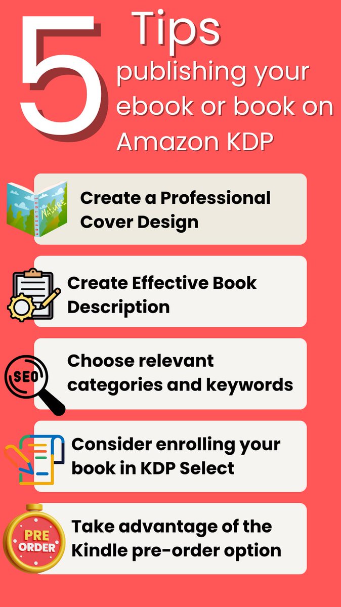 AmarJacob7's tweet image. Five tips you need to know about Amazon KDP
-
-
#BookLaunch #AuthorLife #EbookPromo #KindleReads #NewRelease #AmazonBooks #BookBuzz #ReadersFavorite #IndieAuthor #BookMarketing