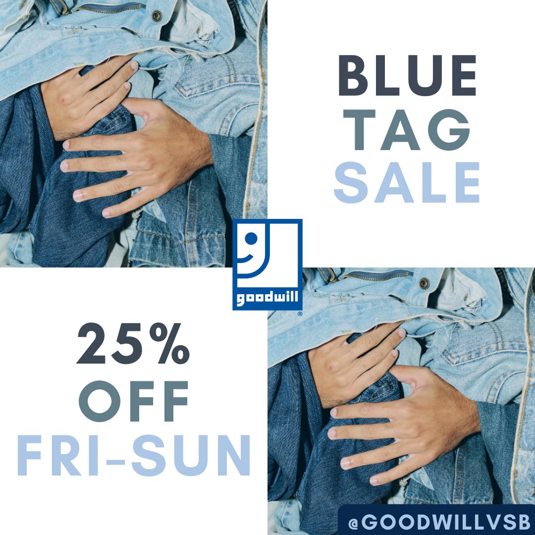 25% off BLUE TAG items this weekend! Friday-Sunday! Follow us for more deals!
#shopgoodwill #goodwill #gwvsb #weekend #deals #venturacounty #nonprofit #donateshopchangelives #local
