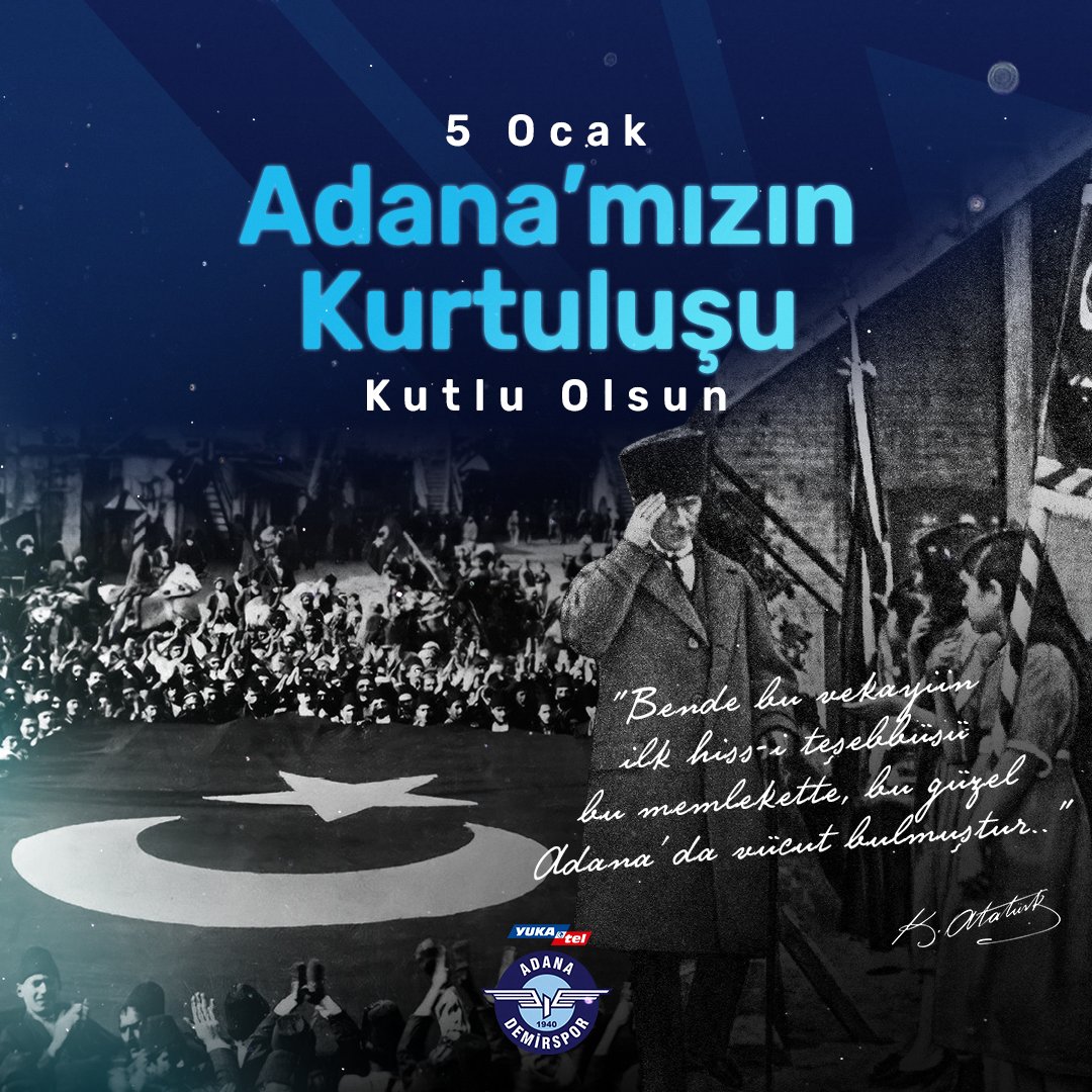 #5Ocak Adana’mızın Düşman İşgalinden Kurtuluşunun 102. Yılı Kutlu Olsun. 🇹🇷