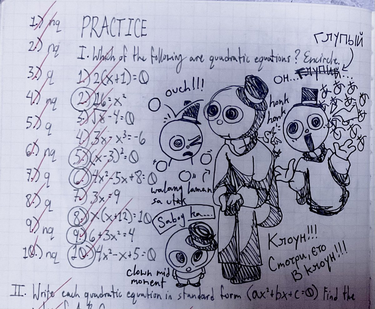Rpcsa8's tweet image. #clownsbasics #abibaz #bbieal #aewvs #baldinasbasics #joesbasics

BBAU doodles in my math notebook, I forgot they were here. (feat. shitty language skills)