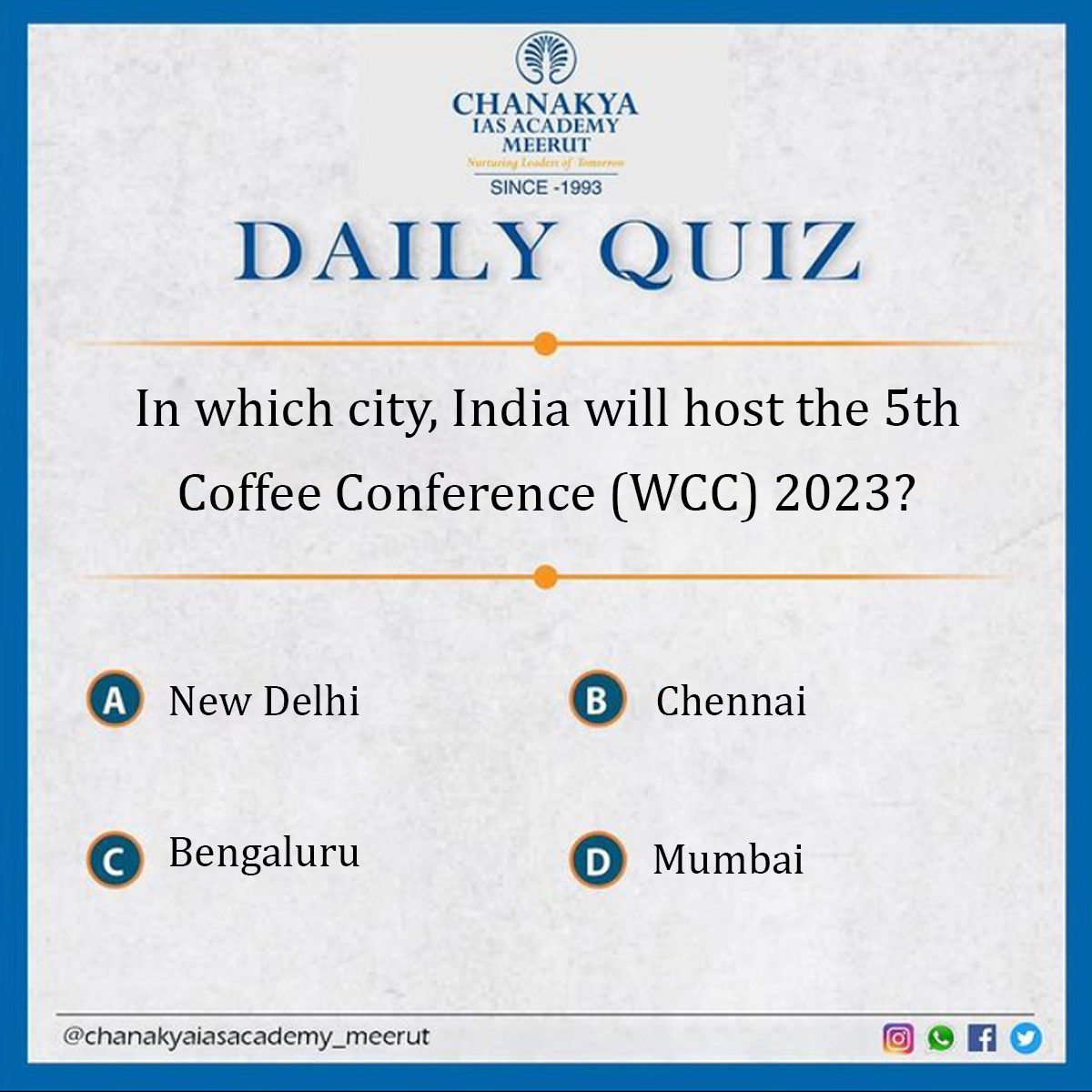 Challenge yourself daily with our quiz series and unlock your potential! 🚀📝
Learn with [Chanakya IAS Academy]!

#ChanakyaIASAcademy #meerutcity #upscexam #generalawareness #iasmotivation