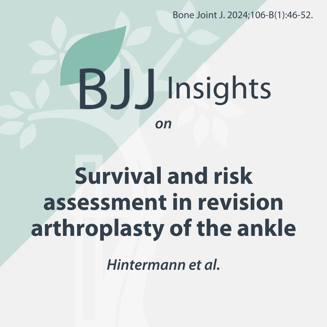 At revision total ankle arthroplasty (TAA) bone loss from osteolysis or bone cysts and instability from peritalar ligament damage are risk factors for re-revision (required in 30% of revision TAAs at 15 years). #AnkleReplacement #Arthroplasty #Ankle #BJJ ow.ly/WQJv50Qn4ue