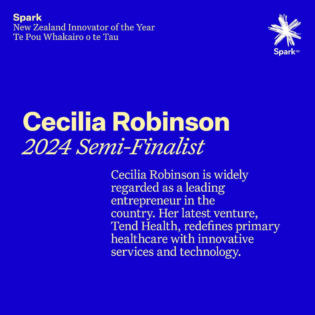Meet your 2024 <a href="/SparkNZ/">Spark NZ</a> Innovator of the Year Semi-Finalist Cecilia Robinson, who is widely regarded as a leading entrepreneur in the country.

Get to know Cecilia and all 70 of your Semi-Finalists via the link in bio!
<a href="/CeciliaTend/">Cecilia Robinson</a>