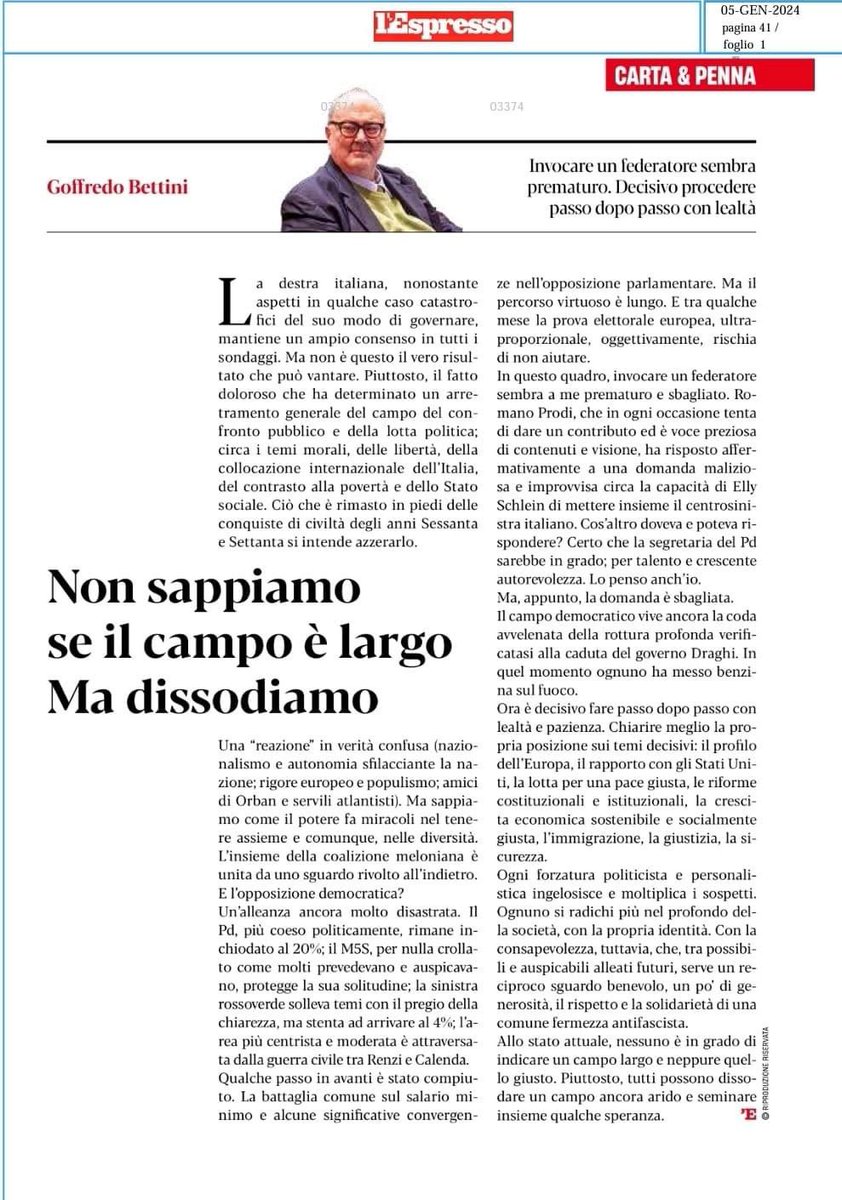 Cari amici, Buon Anno.
Vi segnalo il mio intervento sull'Espresso di questa settimana