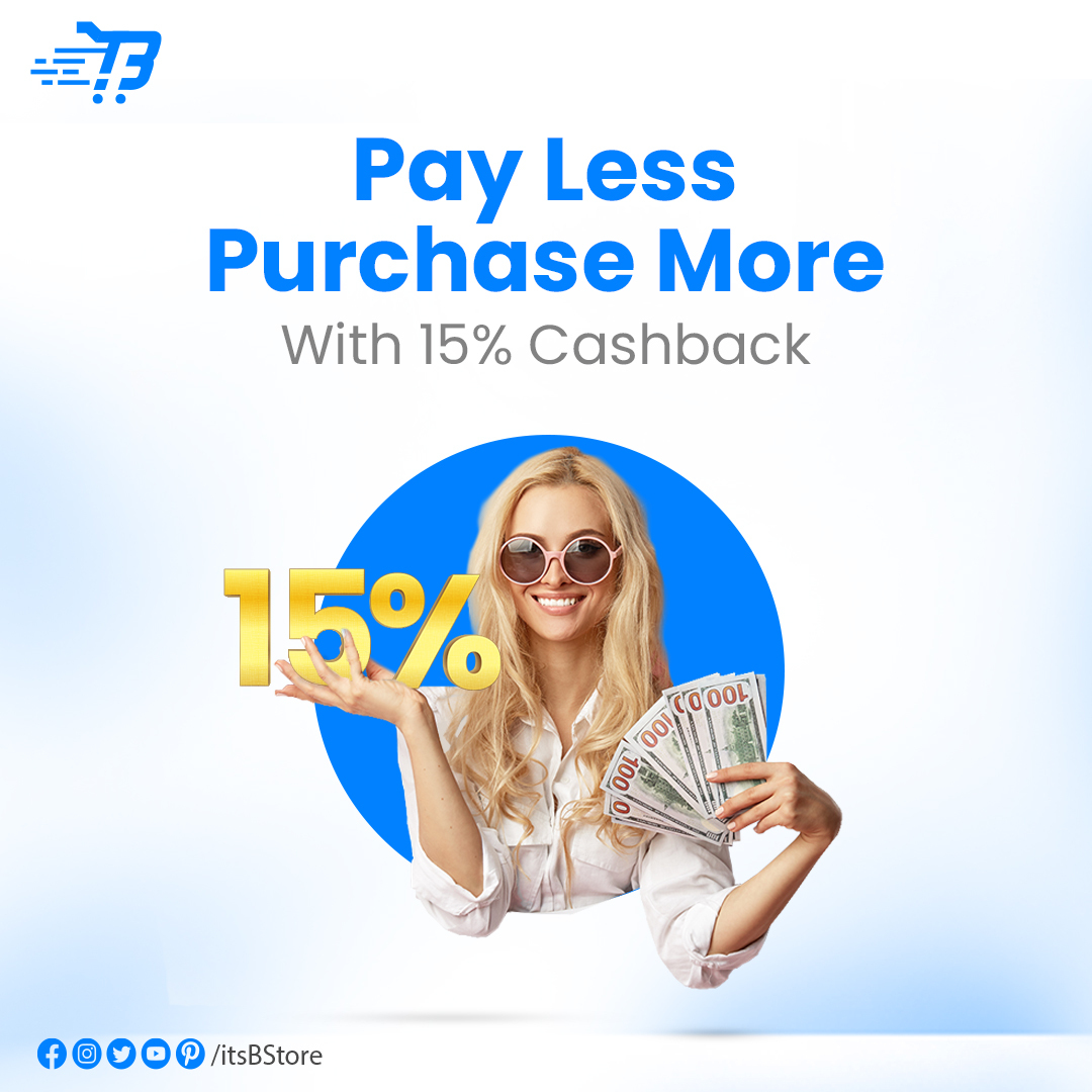 Unlock savings like never before!
💰 Pay less, purchase more, and enjoy a sweet 15% cashback on your every buy.

It's not just a deal; it's a smart shopping experience!  🛍️💳
.
.
.
.
#Bstore #SavingsMagic #CashbackWins #SmartShopping #DealAlert #MoreForLess #ThriftyLivin