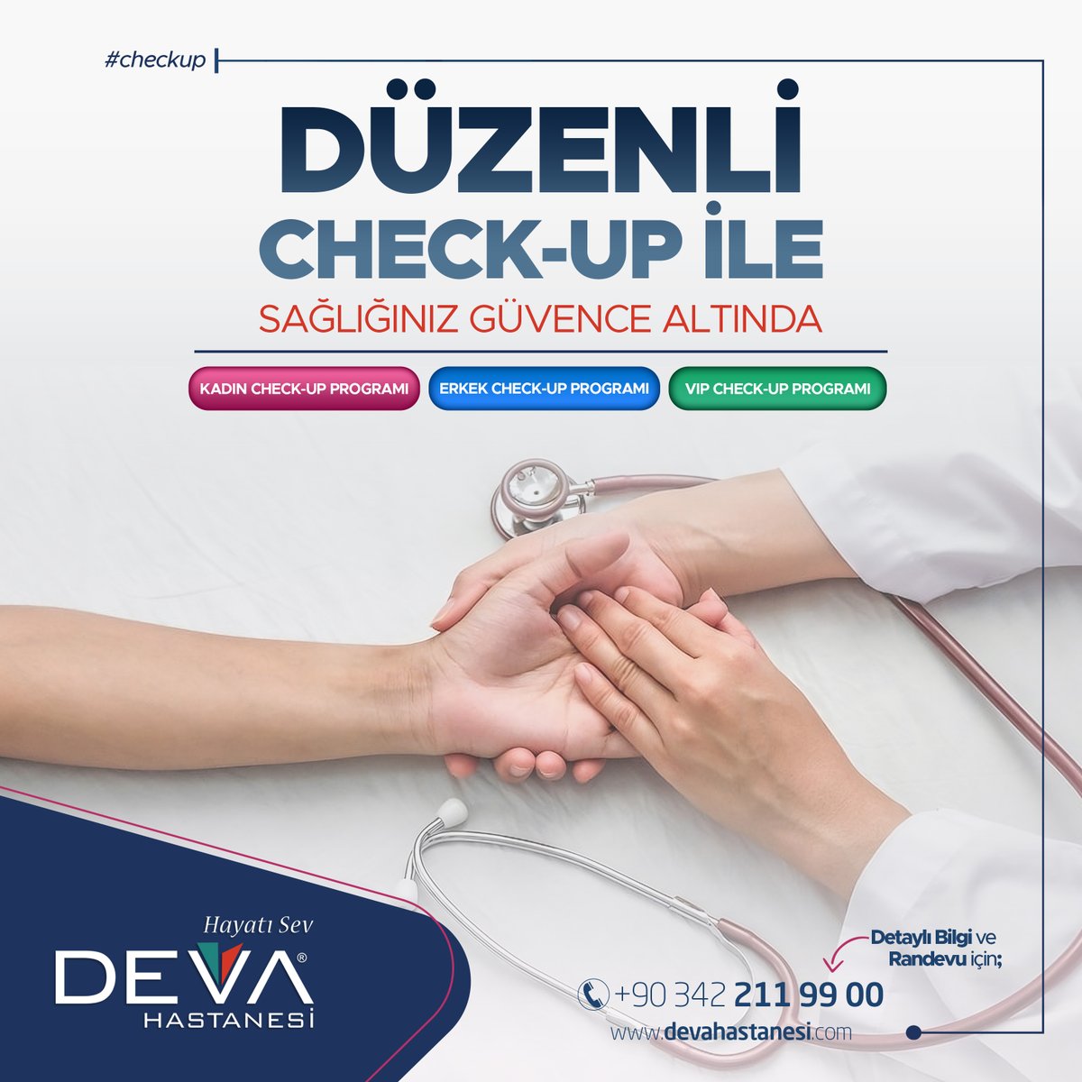 Düzenli Check-up ile Sağlığınız Güvence Altında

✅ Kadın Check-Up Programı
✅Erkek Check-Up Programı
✅ VIP Check-Up Programı

#devahastanesi #gaziantep #hayatısev #devasizinle #checkup
