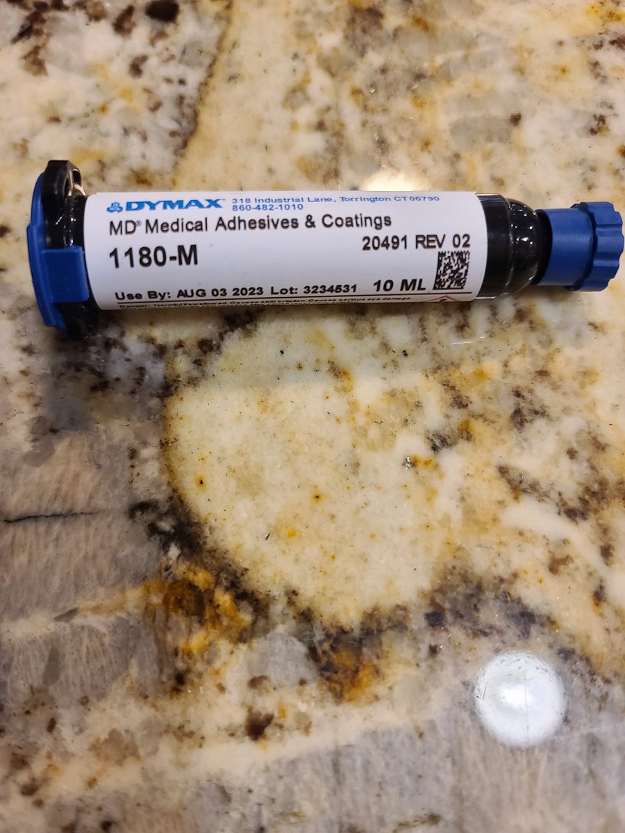 This is a medical-grade adhesive used for things such as sealing ventilator parts where all materials must have been tested for cytotoxicity. Anyone care to guess what I am up to?