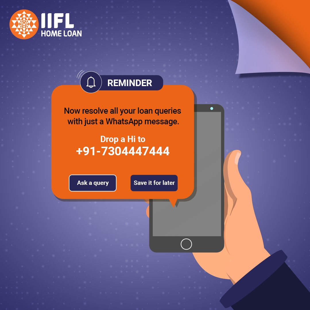 IIFLHomeLoan's tweet photo. Chat with our 24x7 virtual assistant on Whatsapp to resolve all your loan queries. 😌

Start the conversation by dropping a Hi to +91-7304447444. 💬

#IIFLHomeLoan #QueryResolution #CustomerService #LoanHelpline #Loan #SapnoKoSachKarneKaSeedhaRaasta #SeedhiBaat https://t.co/6e9utncukW