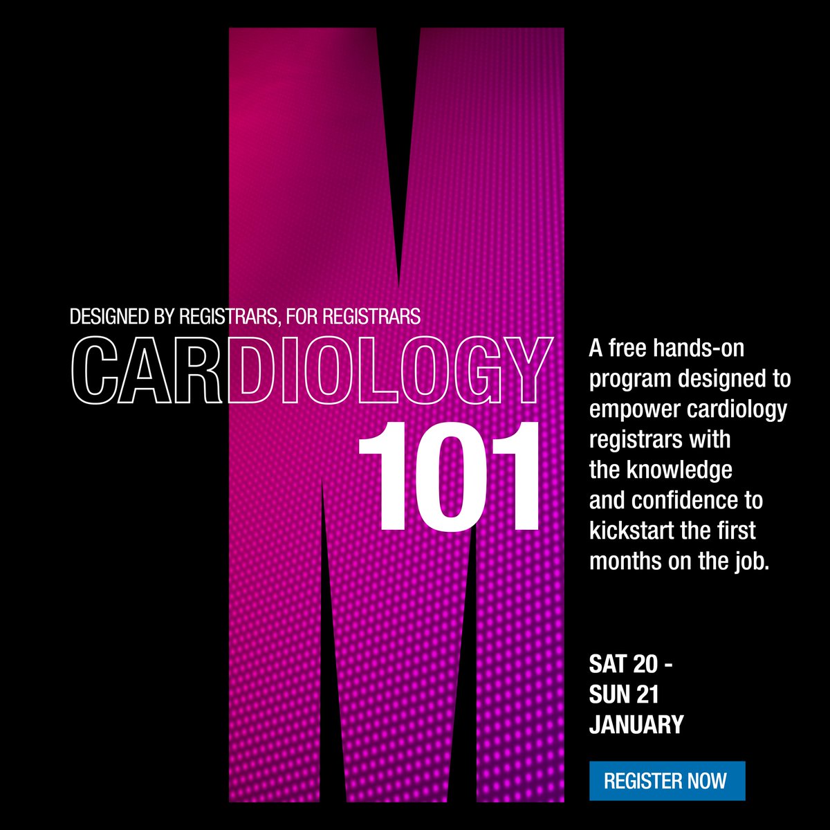 Entering your first year of advanced cardiology training and want to prepare for the year ahead? Introducing Cardiology 101 - our hands-on program at the Victorian Heart Hospital Jan 20-21 designed by registrars, for registrars. Learn more + register: bit.ly/Cardiology101
