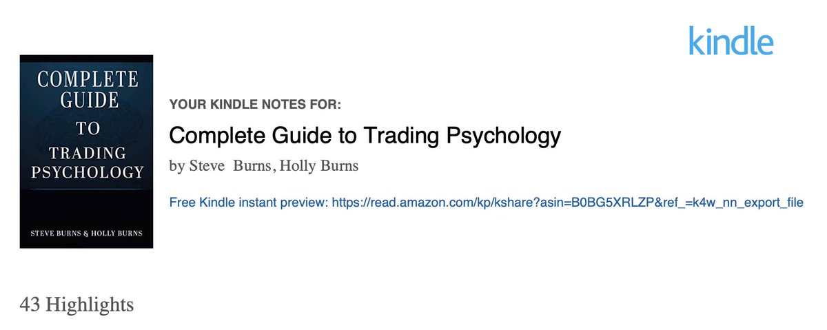 vjkhere's tweet image. 📘 Recently immersed myself in &quot;@SJosephBurns: Complete Guide to Trading Psychology&quot; 🧠. I&apos;ve crafted a PDF with 43 personalized highlights from my Kindle notes. 📖 Interested in a boost for your trading psyche? Drop a comment or DM for your copy! 💰 #TradingJourney #BookNotes