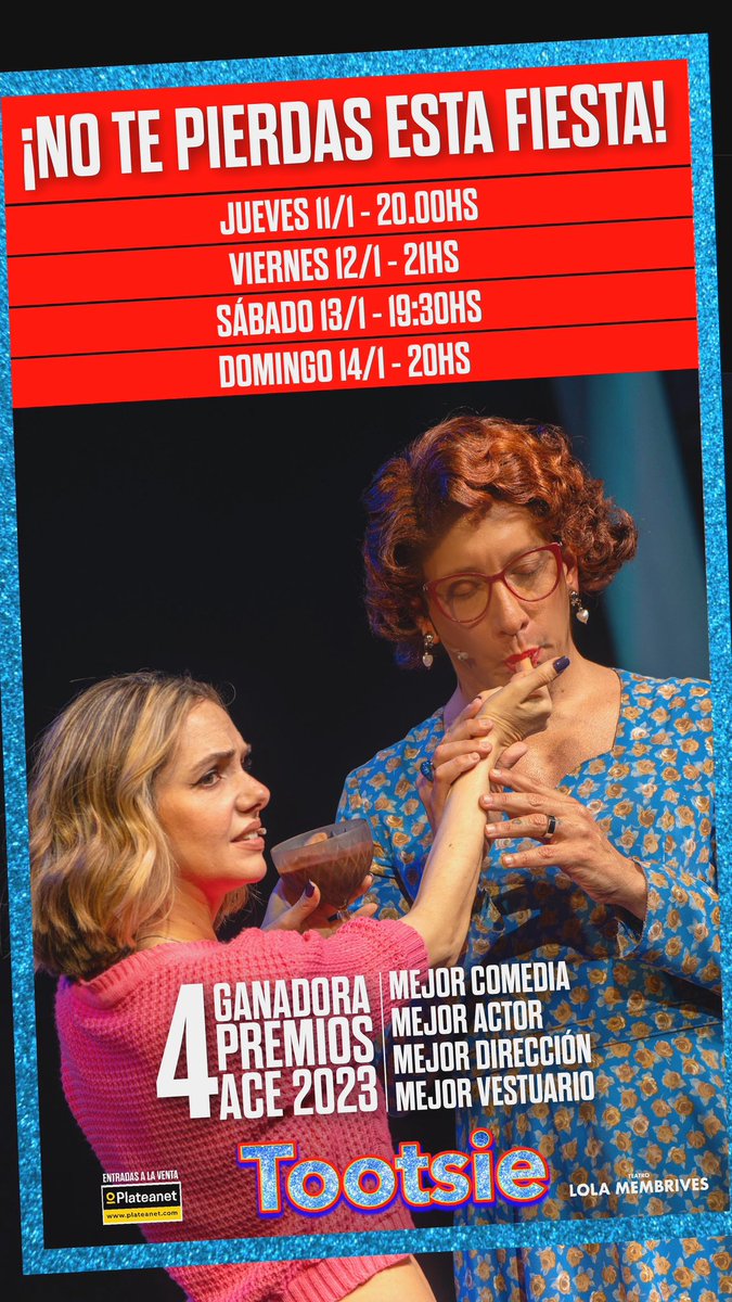 vazqueznico's tweet photo. 11 de Enero ReEstreno en BsAs.
#Tootsie Entradas acá 👉🏽 https://t.co/rMyCiOnl9o
o en la boletería del teatro @T_LolaMembrives 🙌🏽🎭❤️👆🏽
Aguante el humor y el amor!!! https://t.co/tmIJkFXW0P