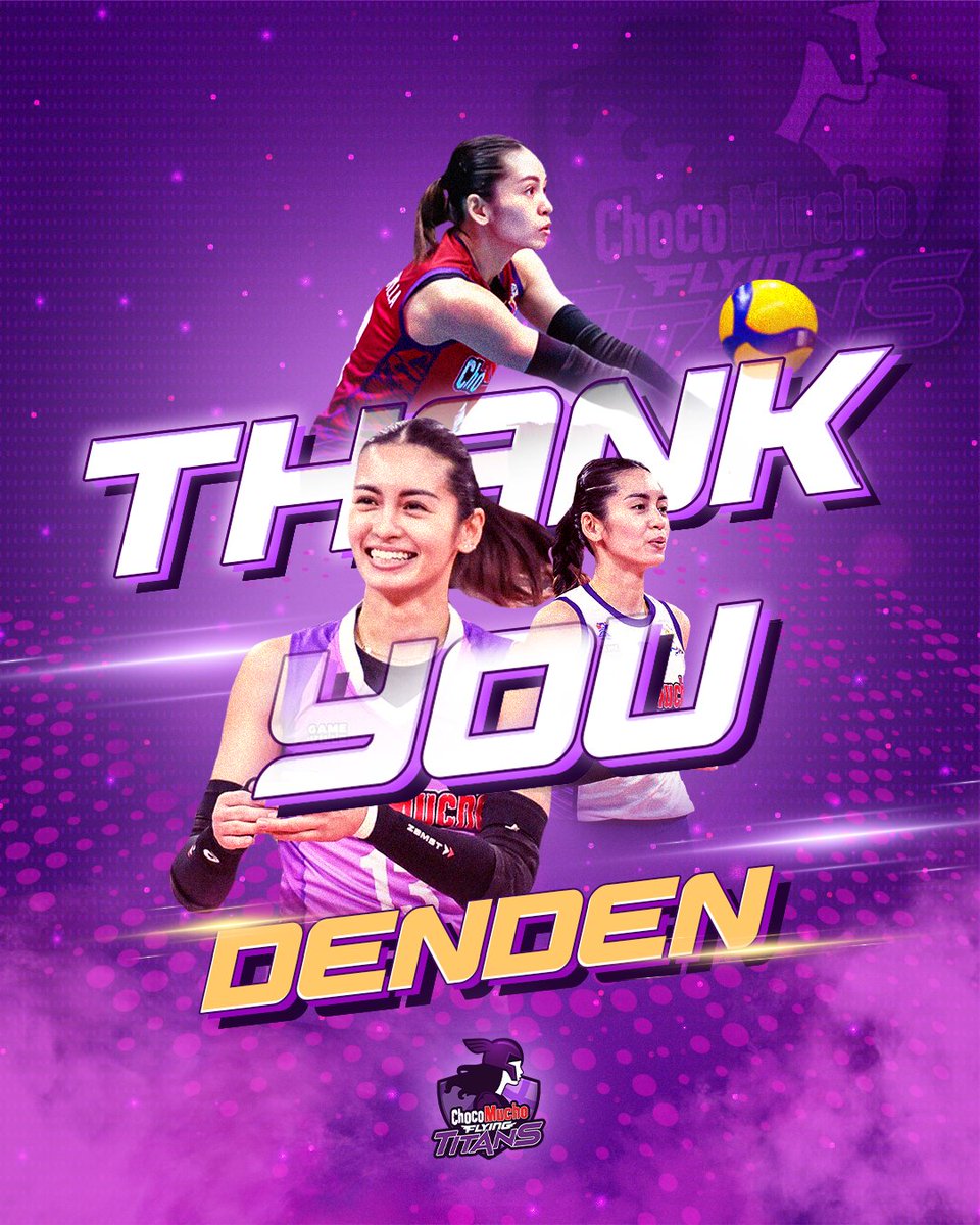 Once a Titan, Always a Titan. Thank you, Denden, for your exceptional contributions as a seasoned libero with the Choco Mucho Flying Titans. Your professionalism &amp; maturity have positively impacted the team. 

Best wishes in your new opportunity – our full support is with you!