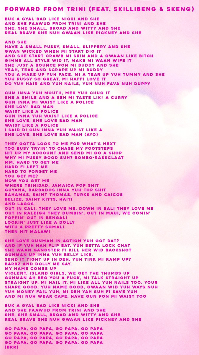 NICKIMINAJ's tweet photo. More lyrics… https://t.co/Sxiv6s8zw5