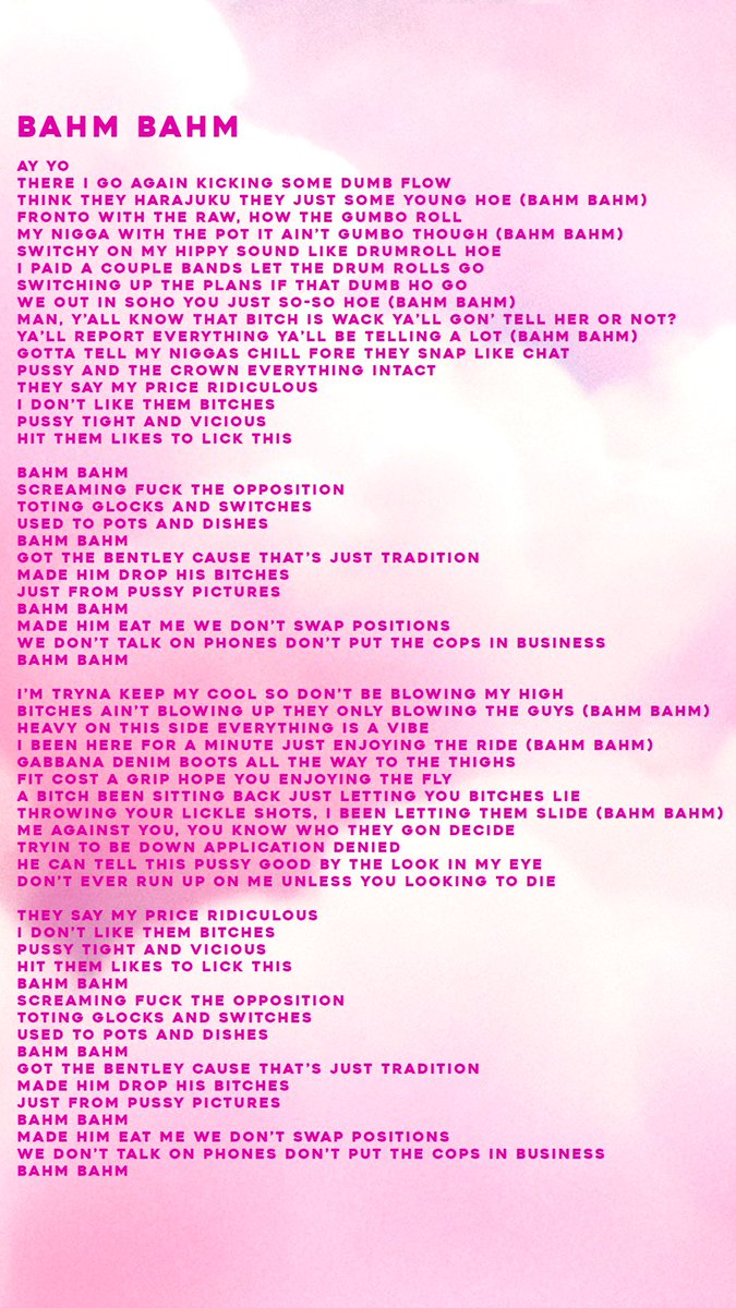 NICKIMINAJ's tweet photo. More lyrics… https://t.co/Sxiv6s8zw5