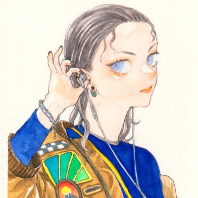 1girl solo jewelry blue eyes earphones earrings white background  illustration images