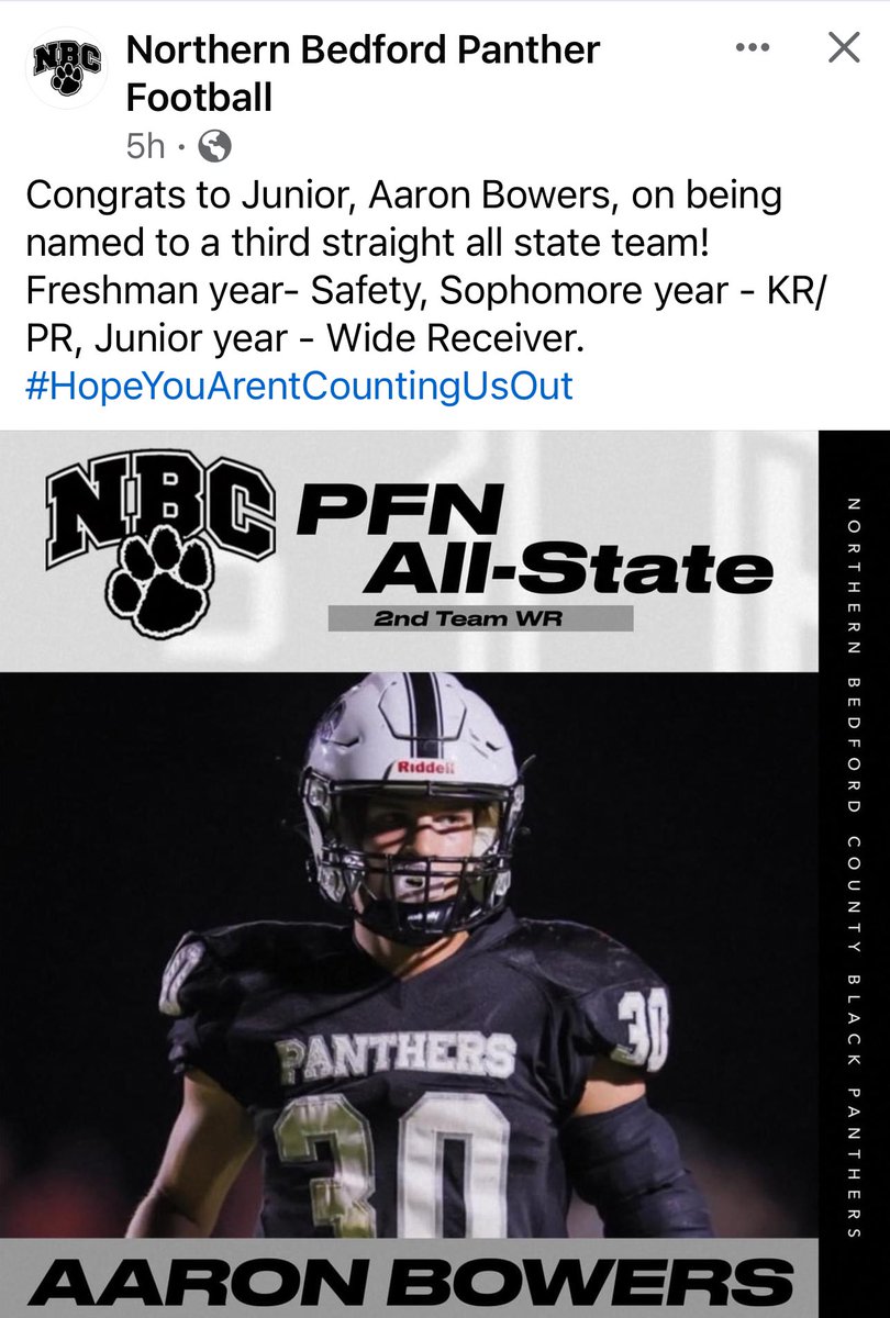 Bowersaaron36's tweet photo. @PaFootballNews @NBPantherFBall @PRZPAvic https://t.co/bRM5Qy8NBH