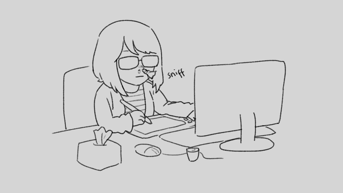 I caught a cold again but I still have to go to the office so right now I'm working like this I don't give a F anymore