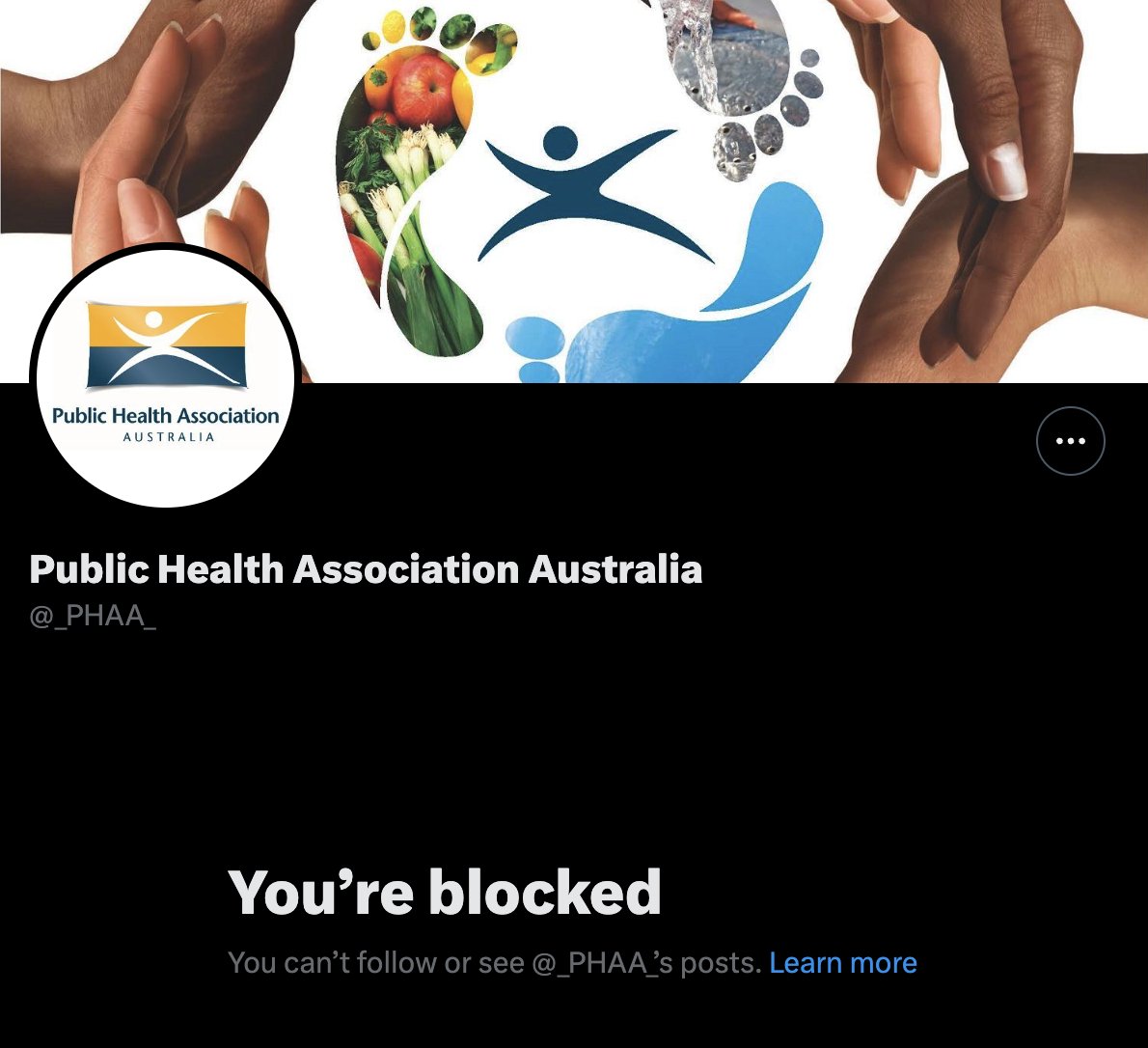 GrimmGreen's tweet photo. Is a "public health" organization allowed to block people asking questions? 

If I had asked about nutrition rather than vaping would I still get blocked? Or is #harmreduction just a touchy subject for public health? 
@_PHAA_ https://t.co/09xtIVPJQO