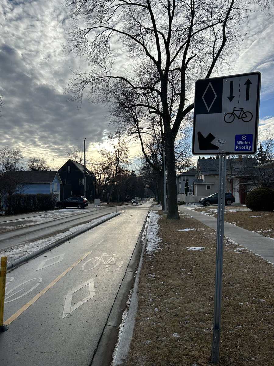 dsabo14's tweet photo. Noticed these blue decals popping up on #yegbikelane signs on 110 st and 76 ave. Are they going to be on all separated bike lanes? Or just some? https://t.co/xoizIqcaPA