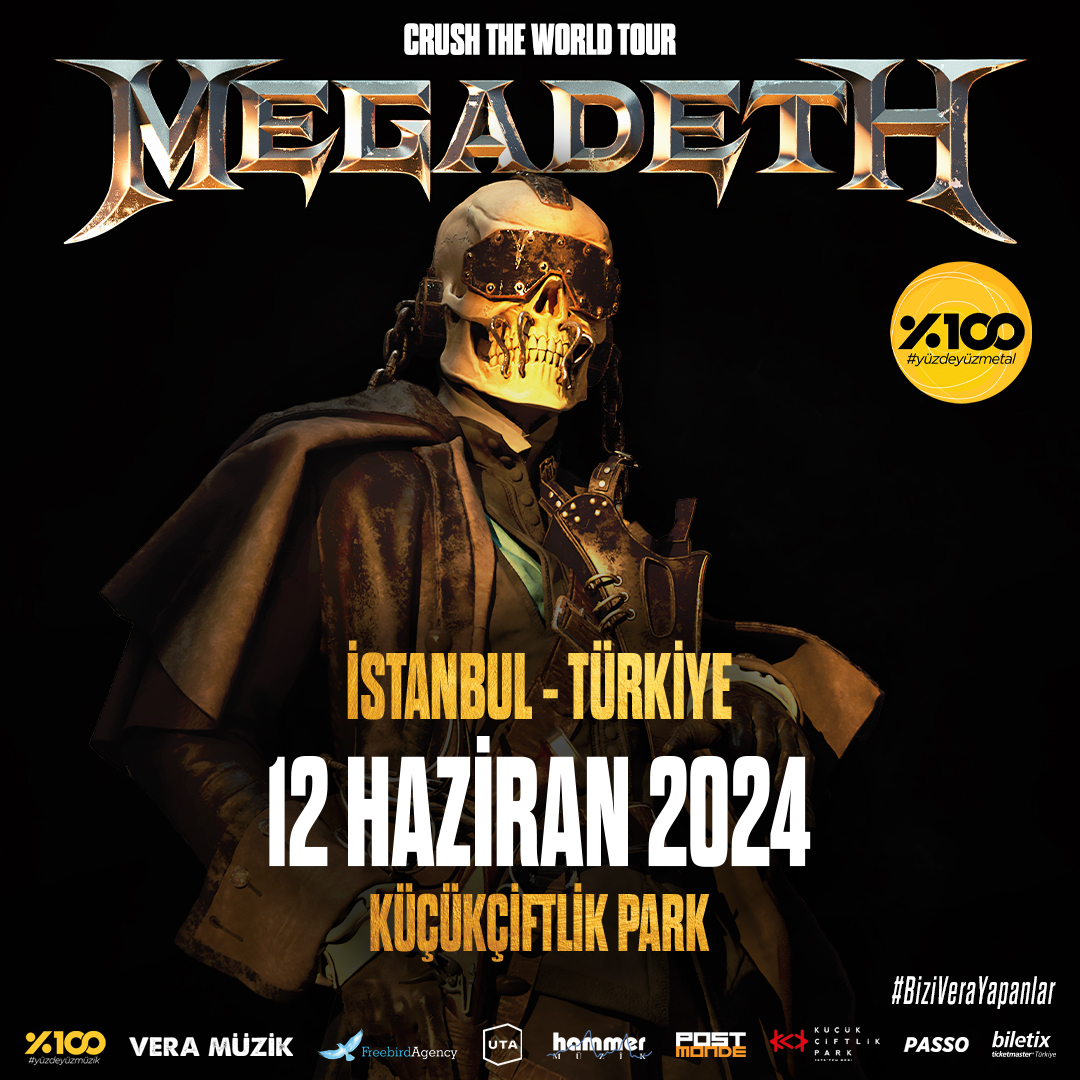 Turkish fans, you all have been asking and we heard you… We’re excited to announce that we will be bringing the #CrushTheWorldTour to you on the 12th of June. Megadeth Cyber Army presale begins now, tickets to the general public go on sale Monday at 11am local!