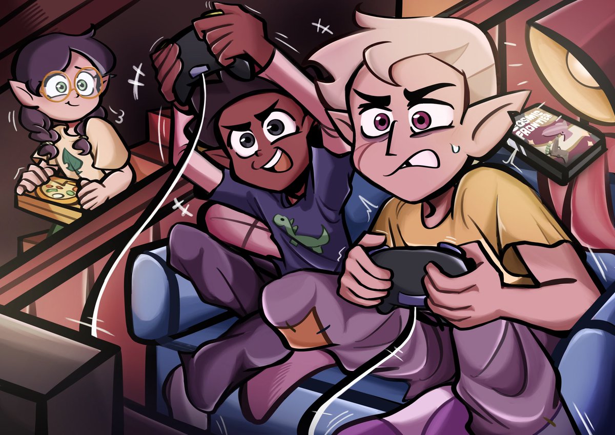 Let's have a video game night 🍕🎮！

#TheOwlHouse #theowlhousefanart #toh 
#WillowPark #GusPorter #tohHunter