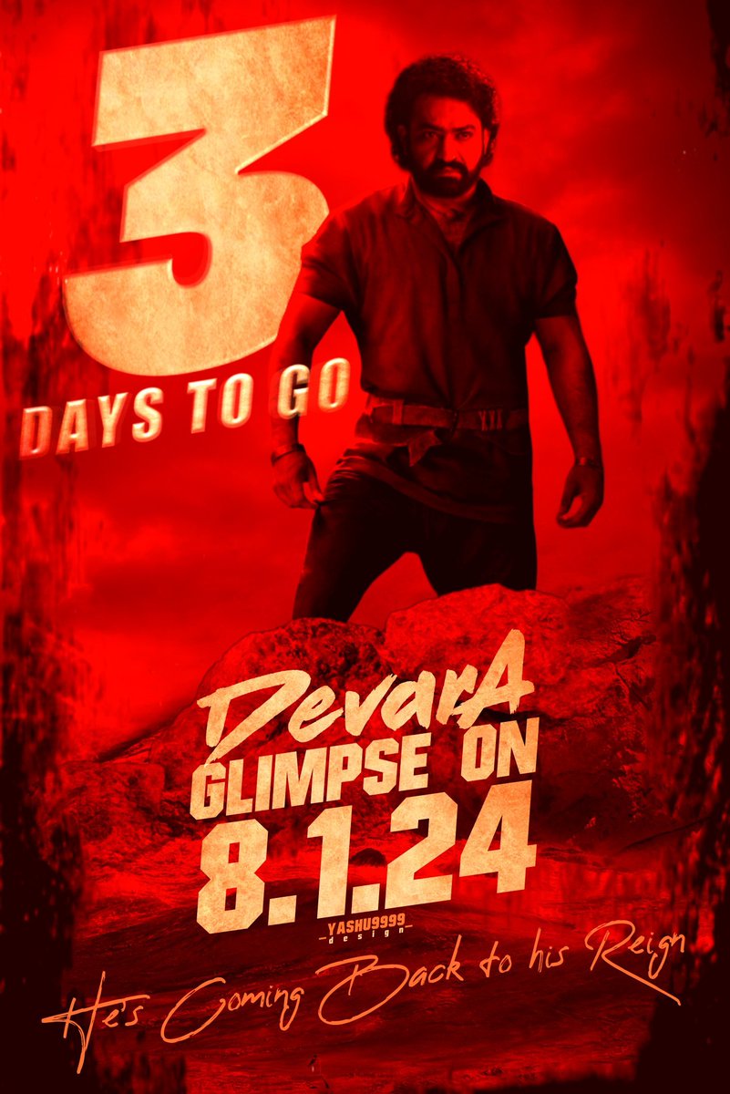TarakTweets_'s tweet image. 3 𝗗𝗮𝘆𝘀 𝗧𝗼 𝗚𝗼 #𝗗𝗲𝘃𝗮𝗿𝗮 𝗚𝗹𝗶𝗺𝗽𝘀𝗲 💥🔥 🥵 

#DevaraGlimpseOnJan8th 
#AllHailTheTiger