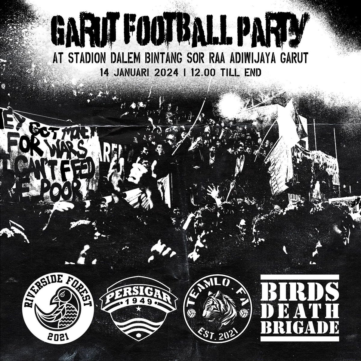 GarutLads's tweet photo. Pesta sepakbola kota Garut, Pertandingan persahabatan antara Persigar 1949 x Riverside Forest FC, dimeriahkan Teamlo FA x Birds Death Brigade, datang dan ramaikan dalam menjalin persahabatan dan sportivitas. @R_Forest68 @F_Underdogs 🐏🕊 https://t.co/syuH2Tnao7