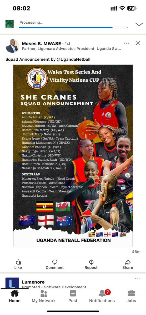 She cranes here we come @UgandaNetball @EnglandNetball @WalesNetball_ @NBSportUg @UgParliament