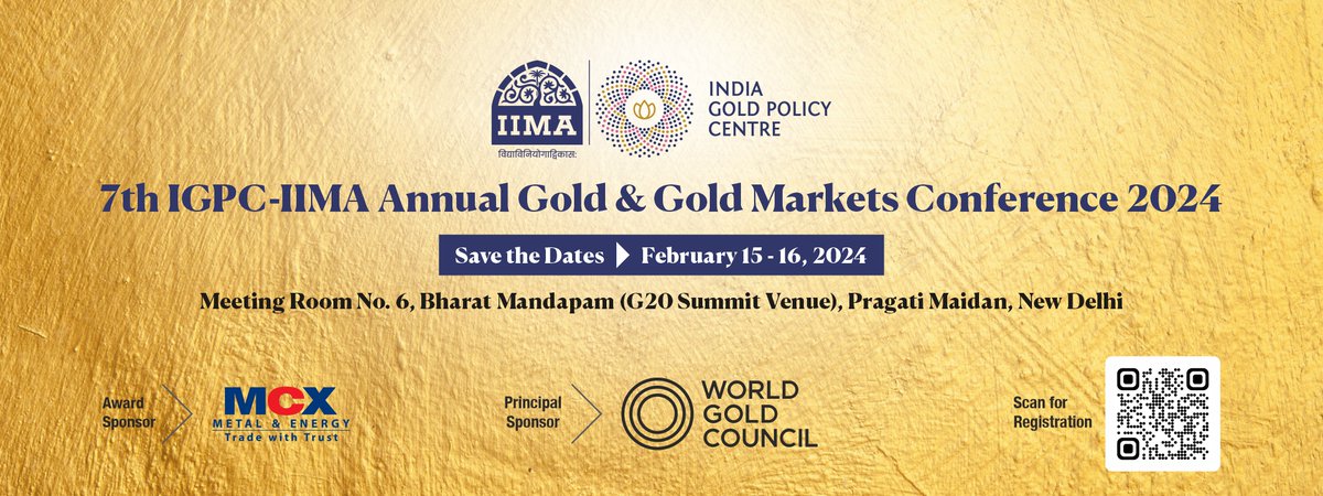 🌟 Join us at the 7th IGPC - IIMA Annual Gold &amp; Gold Markets Conference 2024 on Feb 15-16 in New Delhi! Unlock the future of Gold Markets! 
Register now using the scanner below! 🎟️
#IIMAGoldConference #IGPC #IIMAEvents #GoldMarkets #IIMConference #GoldInnovation
#IIMAhmedabad