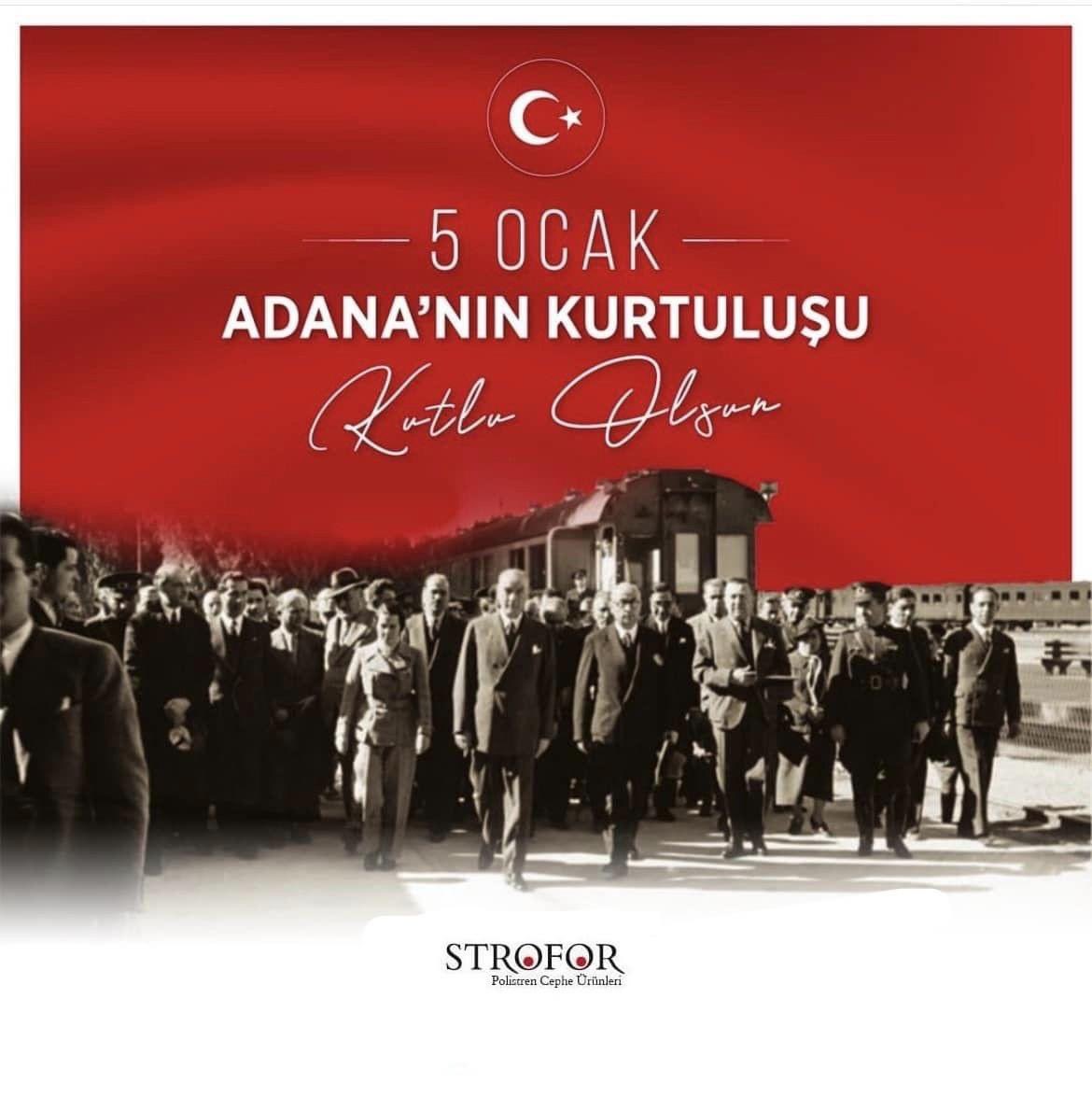 Ulu Önderimiz Mustafa Kemal Atatürk'e kurtuluş ilhamı veren Adanamızın düşman işgalinden kurtuluşunun 102. yılını kutluyor, şehit ve gazilerimizi saygı, minnet ve rahmetle anıyoruz.

#5OcakAdananınKurtuluşu