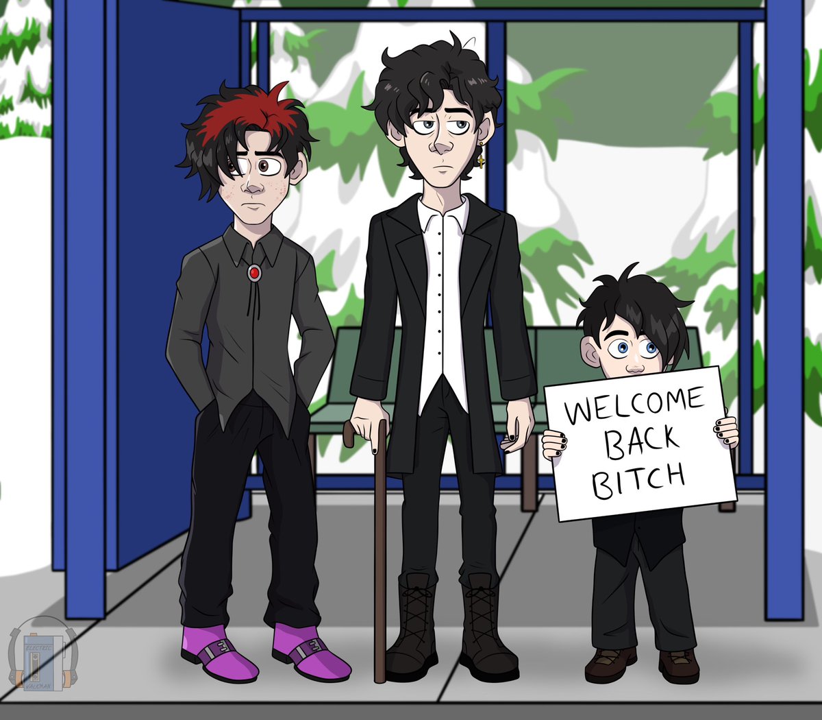 dungeon0fdumb's tweet photo. Literally just them waiting for Henrietta to get released from the psych ward (emo camp)
#SouthPark #southparkfanart #sptwt #michaelsp #petethelman #firklesmith #gothkids https://t.co/xtEVapmzCA
