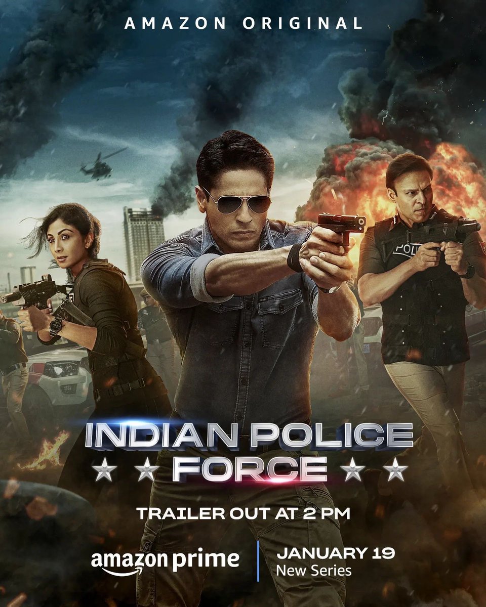 Sending a lil hint: the force is almost HERE 🔥
.
Trailer out at 2PM!
.
#IndianPoliceForceOnPrime, new series, Jan 19
.
#OCDTimes #RohitShetty #RohitShettyCopUniverse #RohitShettyPicturez #IndianPoliceForce #SidharthMalhotra #ShilpaShetty #VivekOberoi #IshaTalwar #PrimeVideoIn