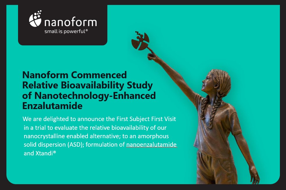 <a href="/NanoformF/">Nanoform</a>  Commenced Relative Bioavailability Study of Nanotechnology-Enhanced Enzalutamide

nanoform.com/en/nanoform-co… Contact @ChristianDJones to discuss live at <a href="/jpmorgan/">J.P. Morgan</a>  Healthcare Conference next week. info@nanoform.com
#enzalutamide #xtandi #patientcentricity